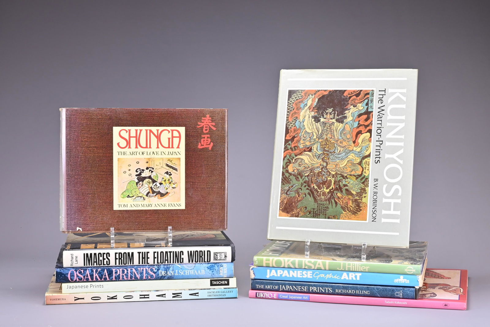 TEN BOOKS ON JAPANESE ART TO INCLUDE: 'Osaka Prints', by Dean J. Schwaab, published by John: TEN BOOKS ON JAPANESE ART TO INCLUDE: 'Osaka Prints', by Dean J. Schwaab, published by John Murray; 'Yokohama: Prints from Nineteenth-Century Japan' by Ann Yonemura; 'Hokusai', by J. Hillier; 'Shunga: