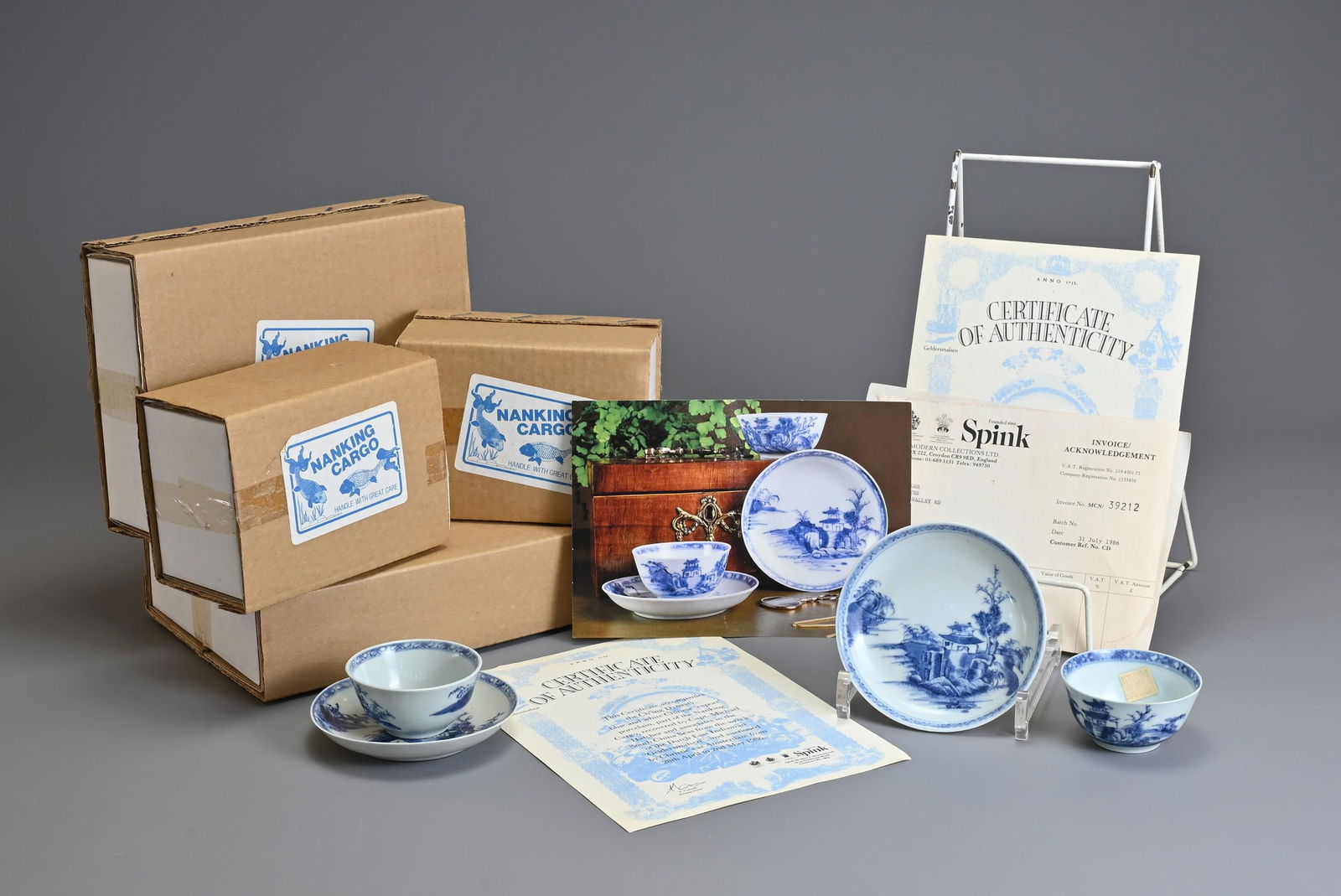 CHINESE BLUE AND WHITE NANKING CARGO PORCELAIN CUPS AND SAUCERS, 18TH CENTURY. A set of four (1 of 8)