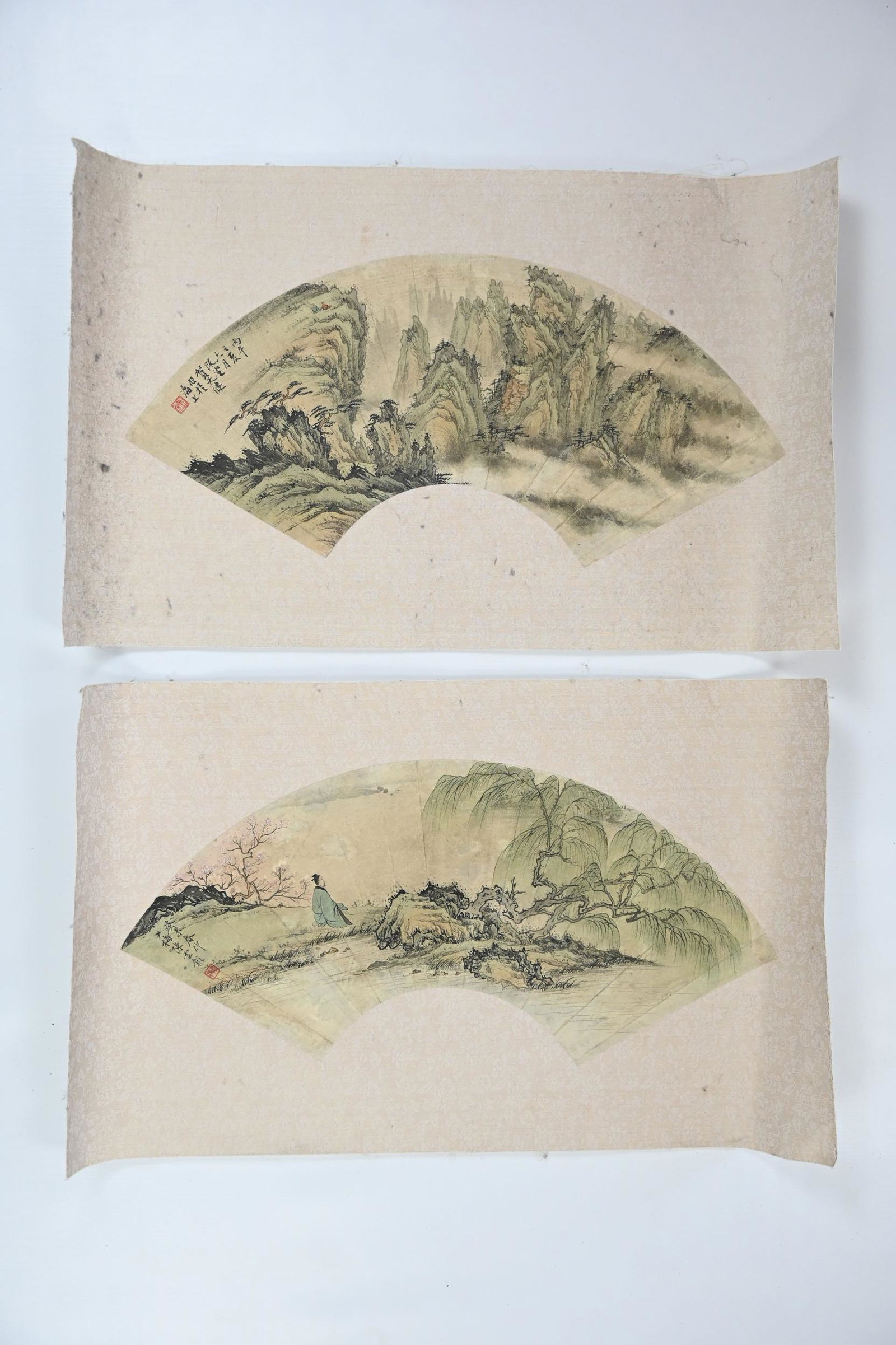 TWO CHINESE FAN PAINTINGS ON PAPER, HE TIANJIAN (1891-1977) AND CHEN YUNZHANG (1909Ð1954). Each (1 of 6)
