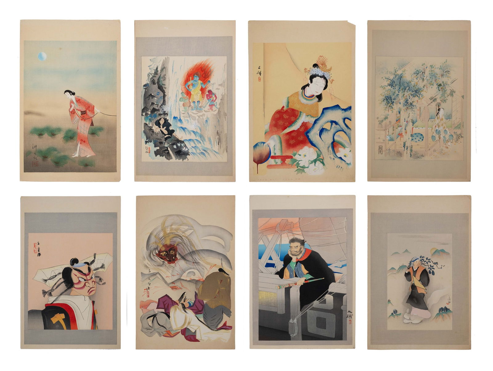EIGHT JAPANESE WOODBLOCK PRINTS, CIRCA 1920S, VARIOUS ARTISTS. Various subject matters by (1 of 10)