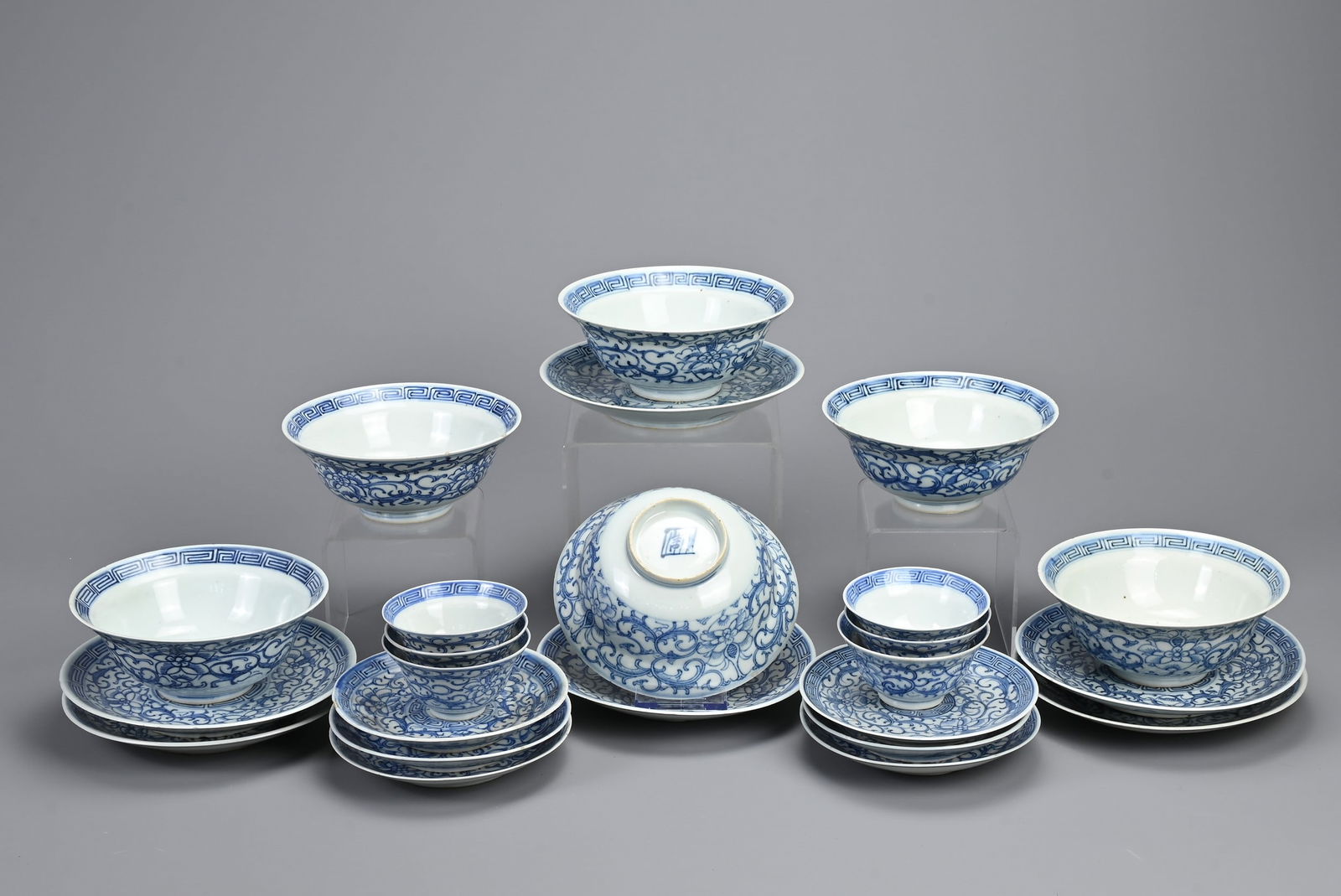 A GROUP OF STRAITS CHINESE NYONYA BLUE AND WHITE PORCELAIN ITEMS, 19TH CENTURY. Twenty four in total (1 of 5)