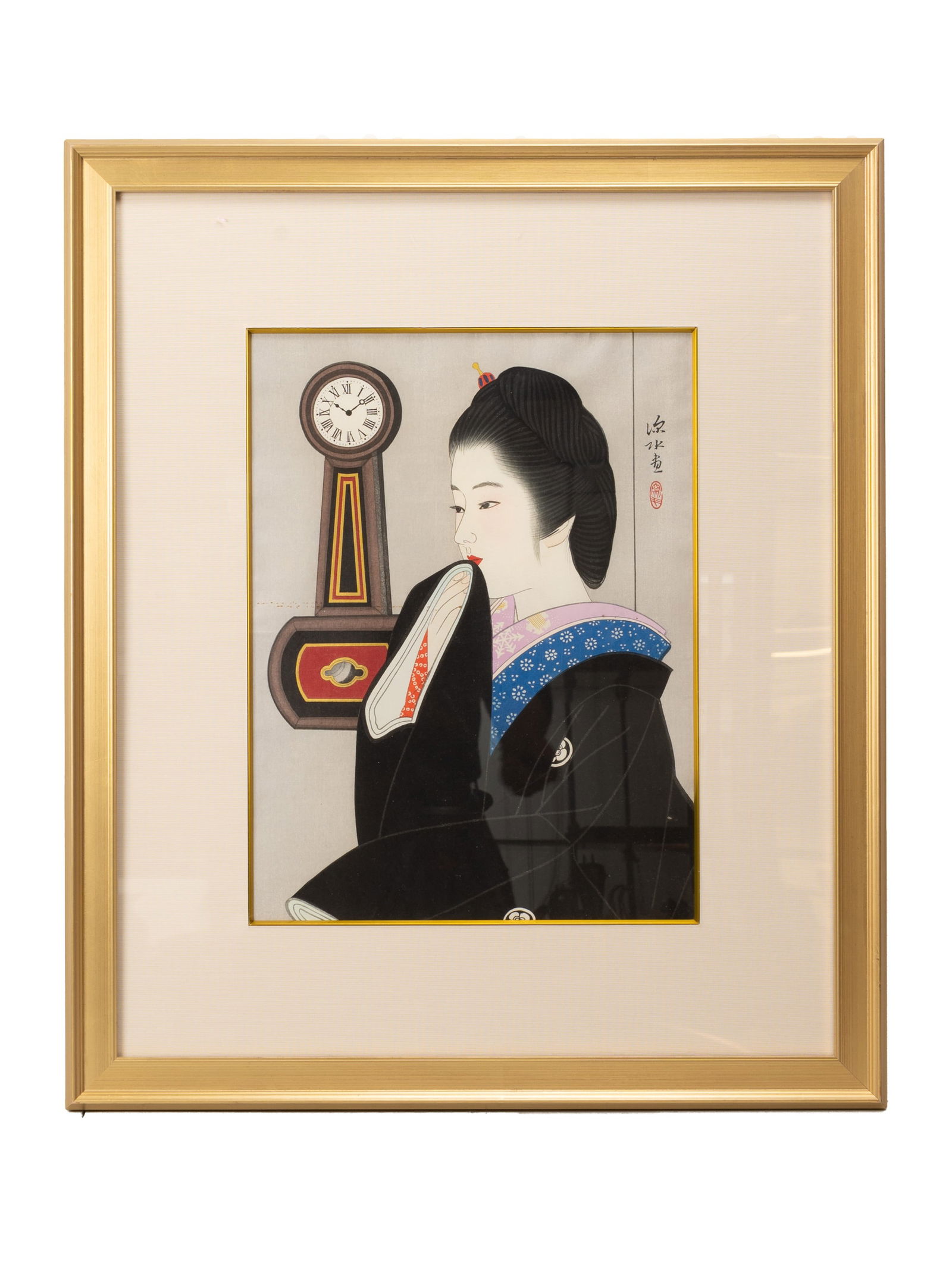 A JAPANESE WOODBLOCK PRINT OF A BEAUTY, SHINSUI ITO. Japanese woodblock print of a beauty (bijin) by: A JAPANESE WOODBLOCK PRINT OF A BEAUTY, SHINSUI ITO. Japanese woodblock print of a beauty (bijin) by Shinsui Ito (1898-1972), master of beauty painting and Japan Art Academy member. Limited edition 17