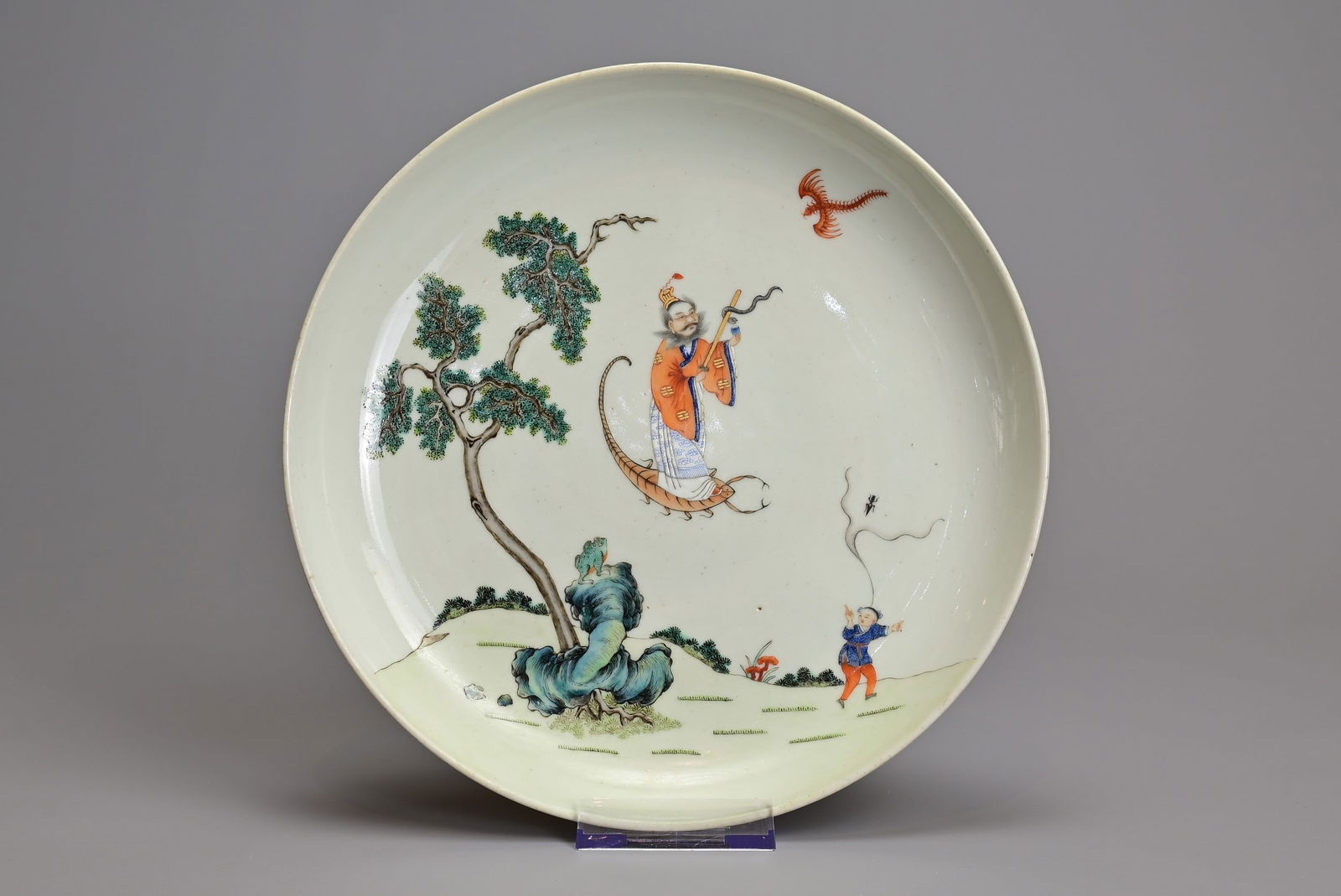 A CHINESE FAMILLE ROSE WU DU PORCELAIN DISH, REPUBLIC PERIOD. Featuring a figure of Zhong Kui with (1 of 9)