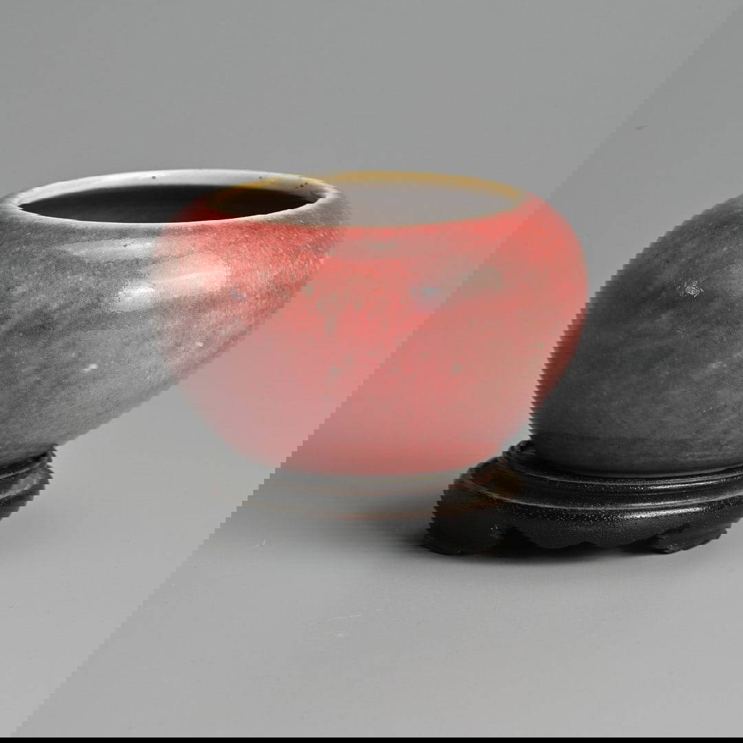 A CHINESE PEACHBLOOM-GLAZED PORCELAIN BRUSH WASHER, QING DYNASTY.