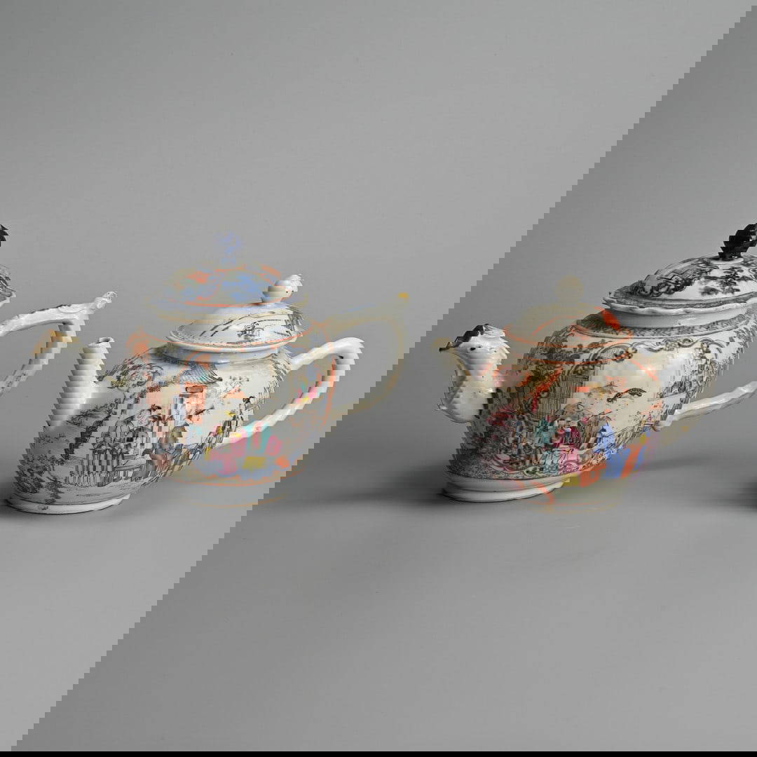 TWO CHINESE FAMILLE ROSE PORCELAIN TEAPOTS, 18TH CENTURY.