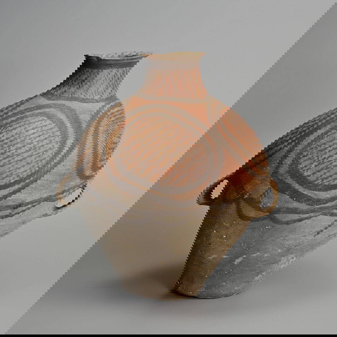 A LARGE CHINESE NEOLITHIC MACHANG PHASE PAINTED POTTERY JAR, LIUWAN TYPE, MAJIAYAO CULTURE (C. 2300