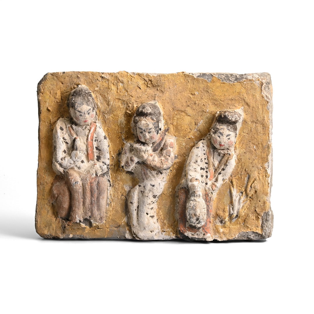 A CHINESE PAINTED POTTERY FILIAL PIETY TILE, TIAN BROTHERS, SHANXI PROVINCE, JIN DYNASTY (AD 1115 - (1 of 5)