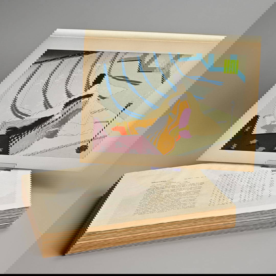 A NEAR COMPLETE SET OF JAPANESE WOODBLOCK PRINTS ILLUSTRATING GENJI MONOGATARI (THE TALE OF GENJI),