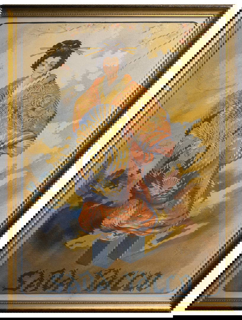 RAYMOND TOURNON (1870-19119), 'SADA YACCO' COLOURED ADVERTISING POSTER 'THE GEISHA AND THE KNIGHT',