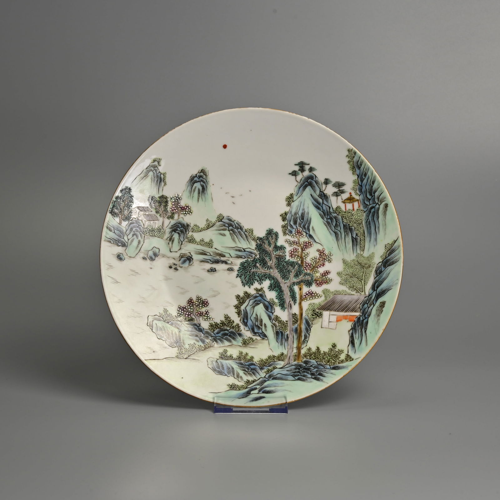 A CHINESE QIANJIANG CAI PORCELAIN 'LANDSCAPE' DISH, GUANGXU MARK, REPUBLIC PERIOD. (1 of 4)