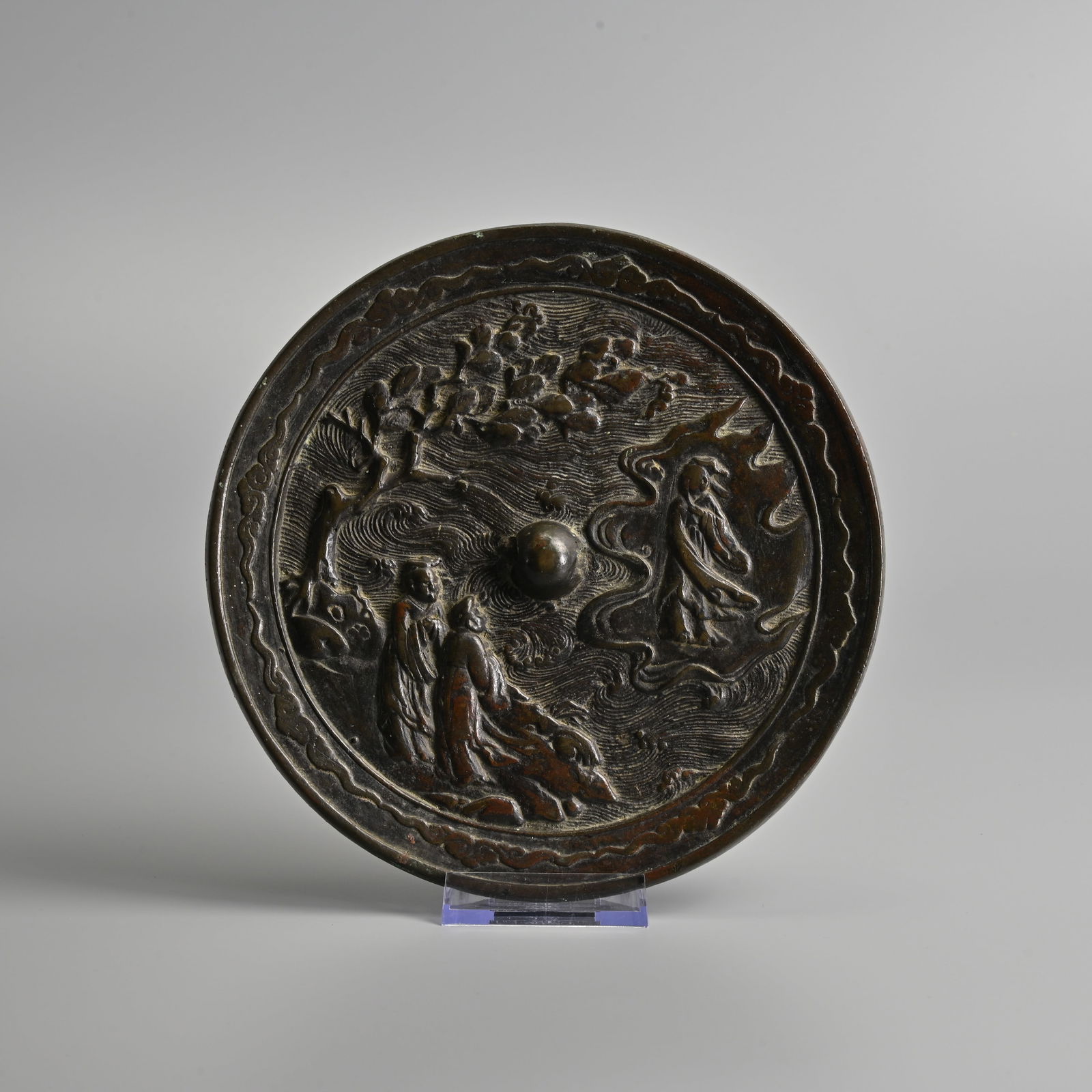 A CHINESE CIRCULAR BRONZE MIRROR, QING DYNASTY. (1 of 6)