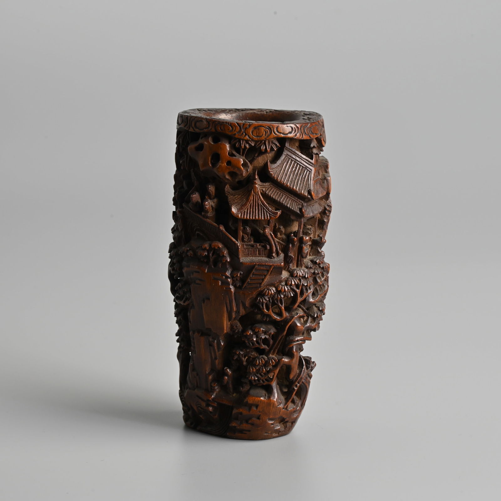 A SMALL FINELY CARVED CHINESE 'LANTING XU' BAMBOO BRUSH POT, BITONG, QING DYNASTY. (1 of 7)