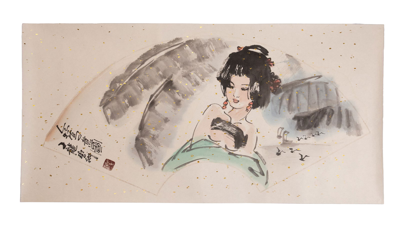 ZILONG LIANG (CHINA, B. 1959), INK AND COLOUR ON PAPER WITH GOLD FLECKS, 'RENWU XIEYITU', 20TH CENTU (1 of 8)