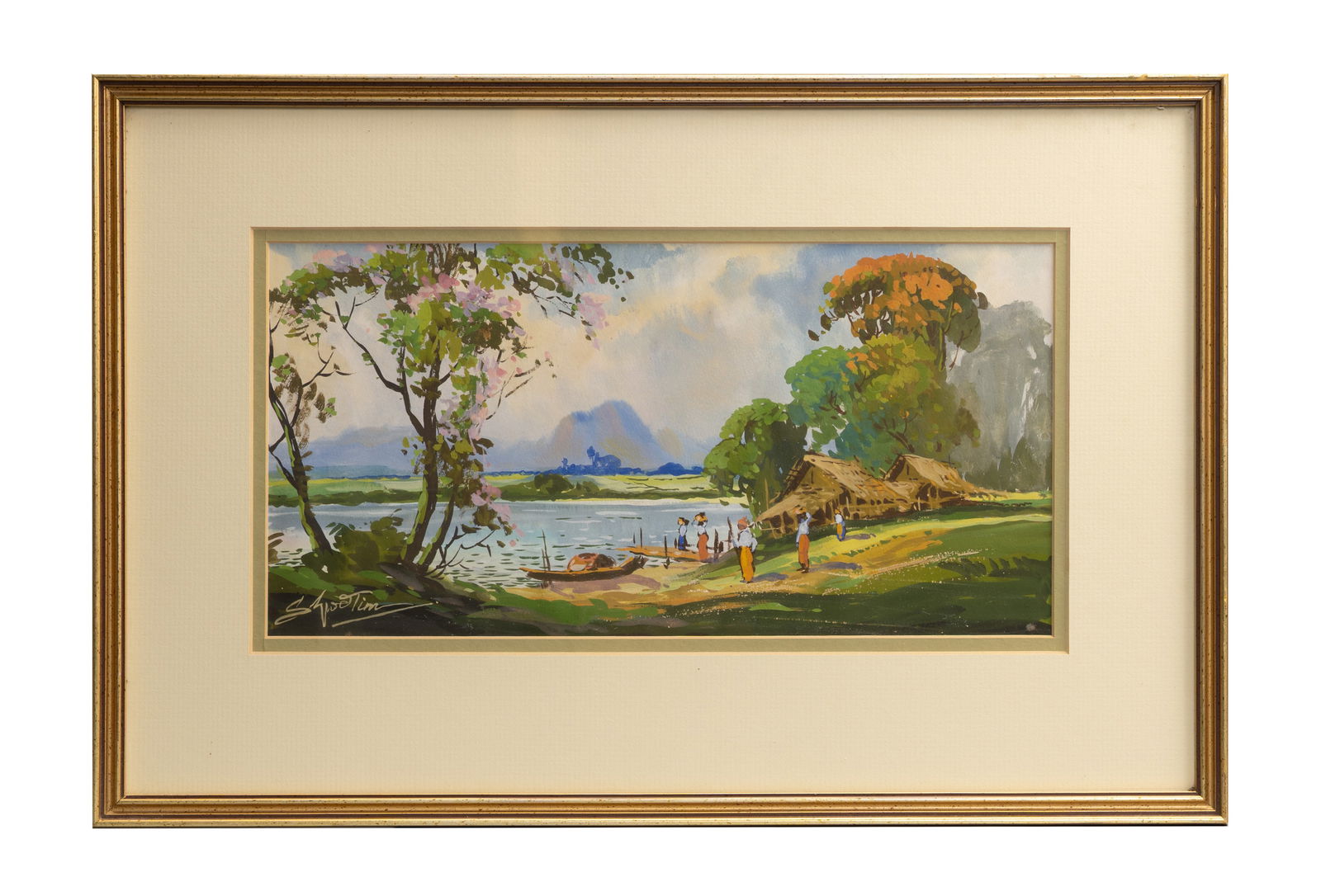 SHWE TIN (20TH CENTURY, BURMESE) GOUACHE/WATERCOLOUR. (1 of 4)