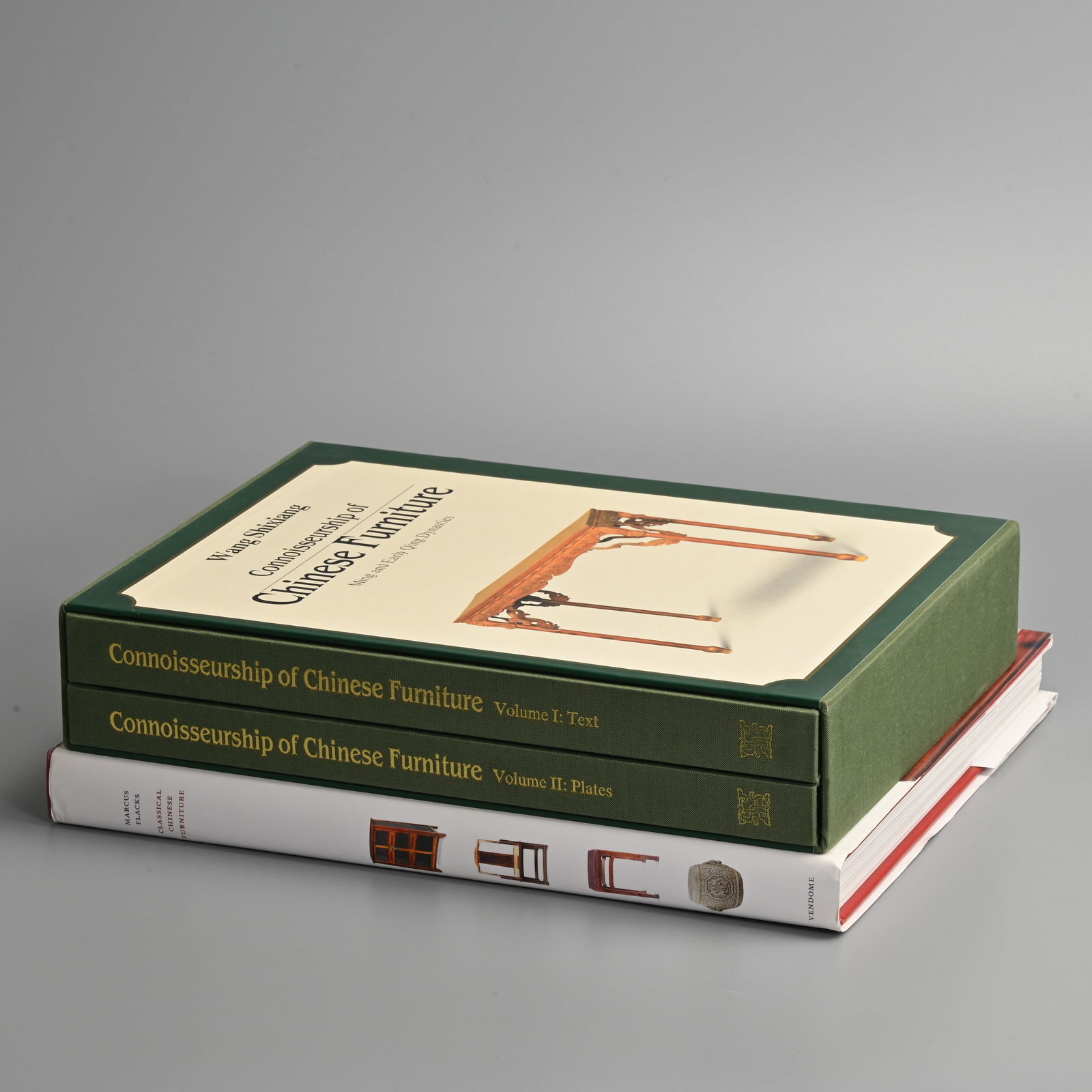 TWO VOLUMES ON CHINESE FURNITURE.: TWO VOLUMES ON CHINESE FURNITURE. Comprising: Marcus Flacks, Classical Chinese Furniture, Vendome Press, NY & Wang Shixiang, Connoisseurship of Chinese Furniture, Vols. I & II, Art Media Recourses, 19