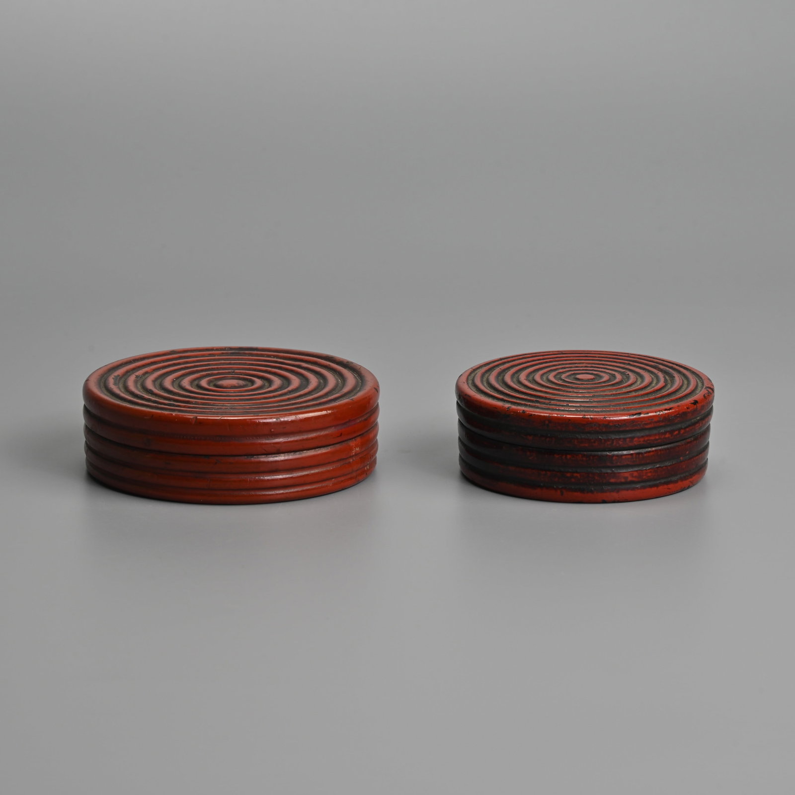TWO JAPANESE RED LACQUER 'NEGORO-NURI' INCENSE BOXES, EDO / MEIJI PERIOD. (1 of 6)
