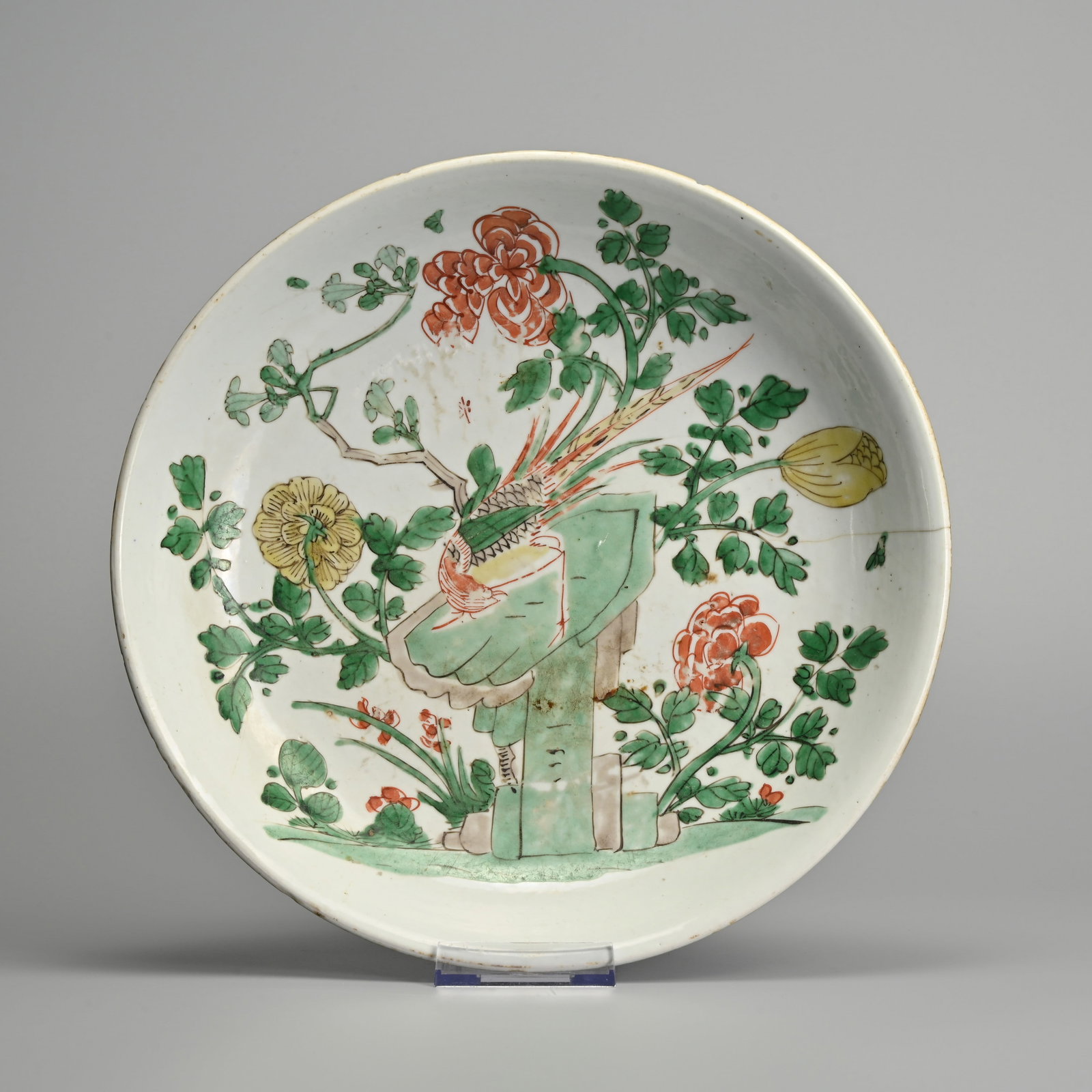 A CHINESE FAMILLE VERTE PORCELAIN 'PHEASANT' DISH, KANGXI PERIOD (1662-1722). (1 of 5)