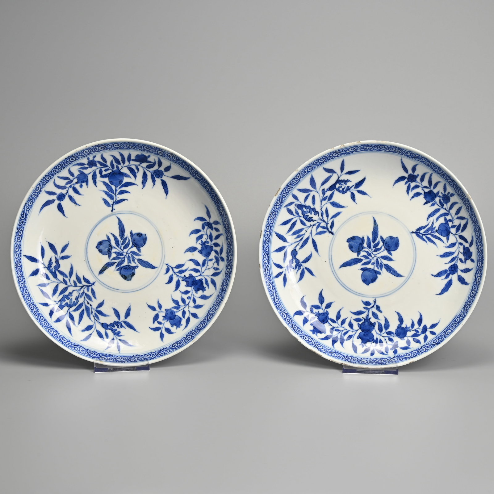 A PAIR OF CHINESE BLUE AND WHITE PORCELAIN 'SANDUO' DISHES, GUANGXU MARKS AND OF THE PERIOD (1 of 7)