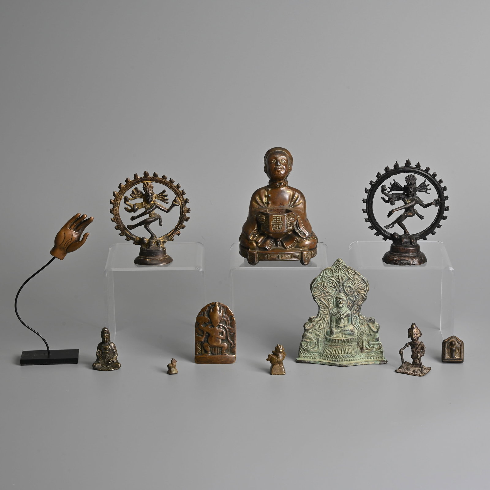 A GROUP OF VARIOUS CHINESE, INDIAN, SOUTHEAST ASIAN BRONZE BRASS FIGURES AND AMULETS, 19/20TH (1 of 20)