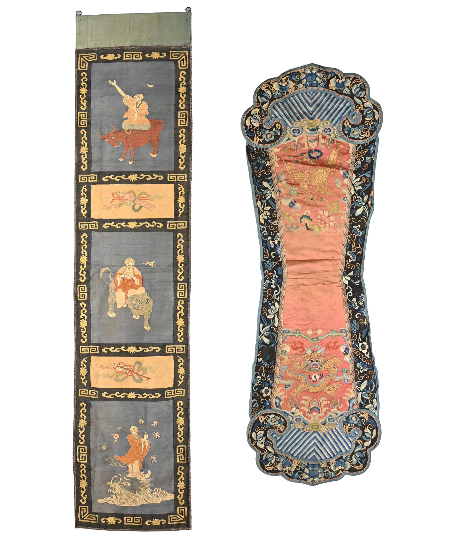TWO CHINESE SILK EMBROIDERED PANELS, LATE QING DYNASTY. 19/20TH CENTURY. (1 of 16)