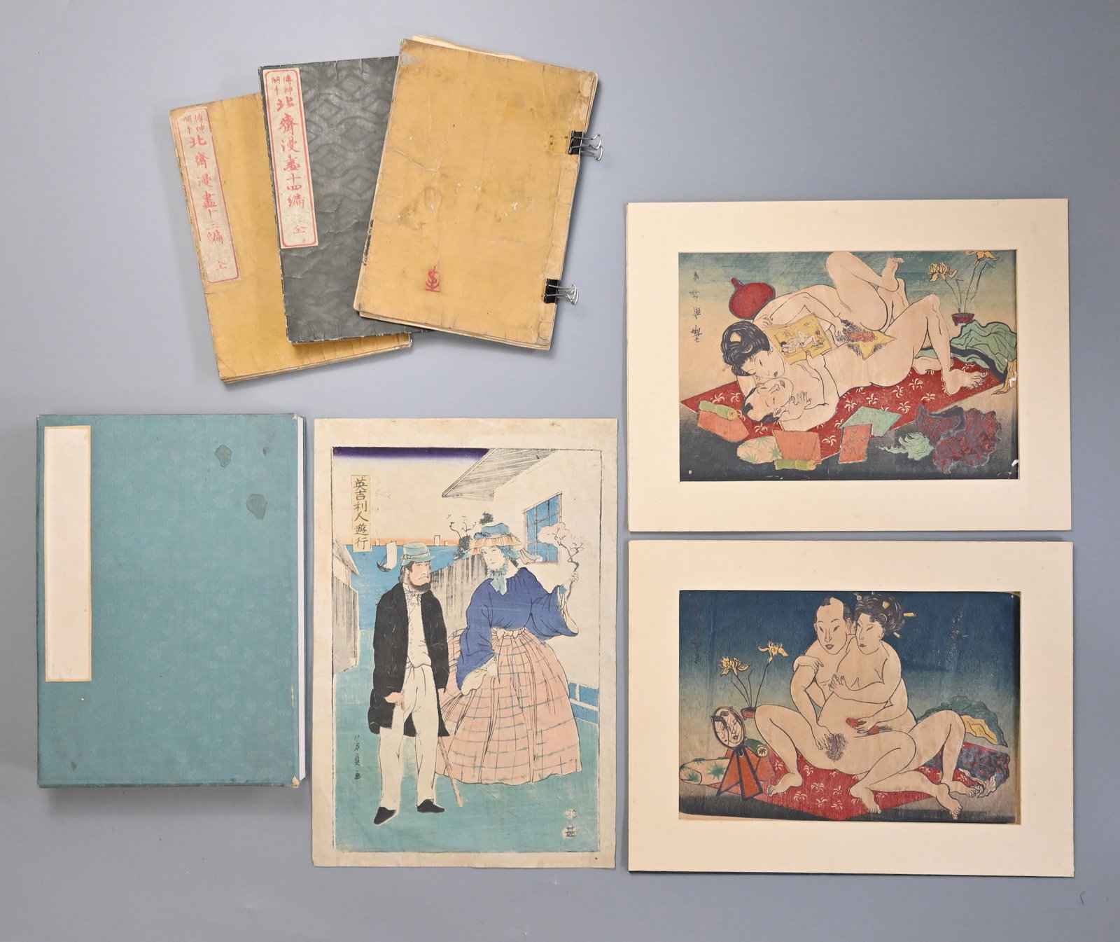 A JAPANESE ACCORDION ORIHON BOOK OF WOODBLOCKS, SHUNGA EROTIC SCENES AND INK DRAWINGS, 18TH-20TH (1 of 20)