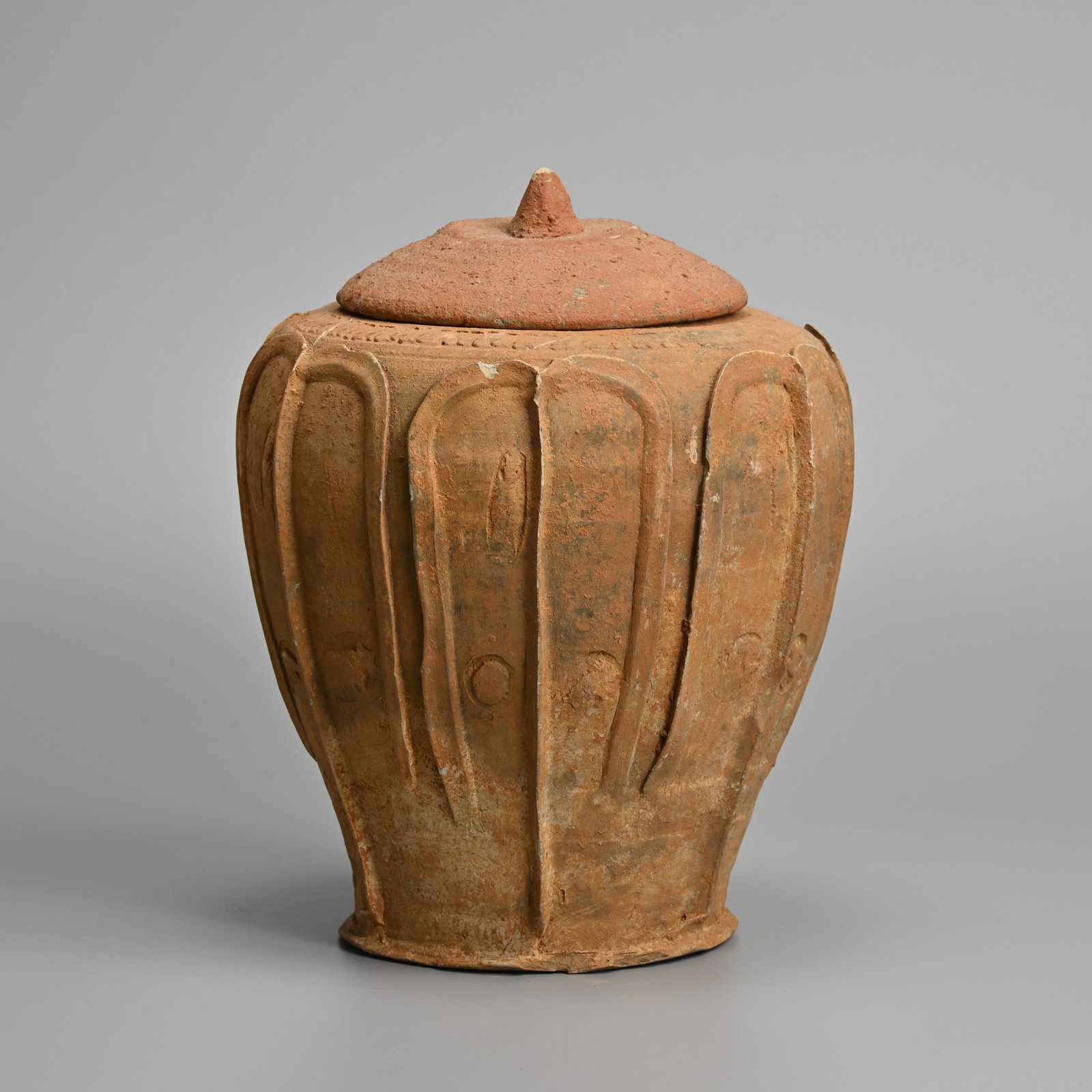 A CHINESE BUDDHIST GREY POTTERY ZODIAC JAR, SONG / YUAN DYNASTY. (1 of 8)