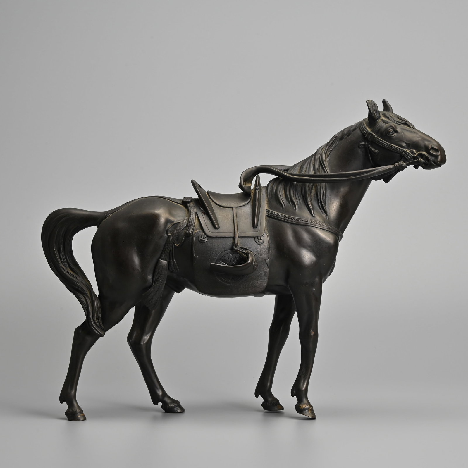 MARUKI COMPANY OF TOKYO, BRONZE OKIMONO OF A HORSE. (1 of 7)
