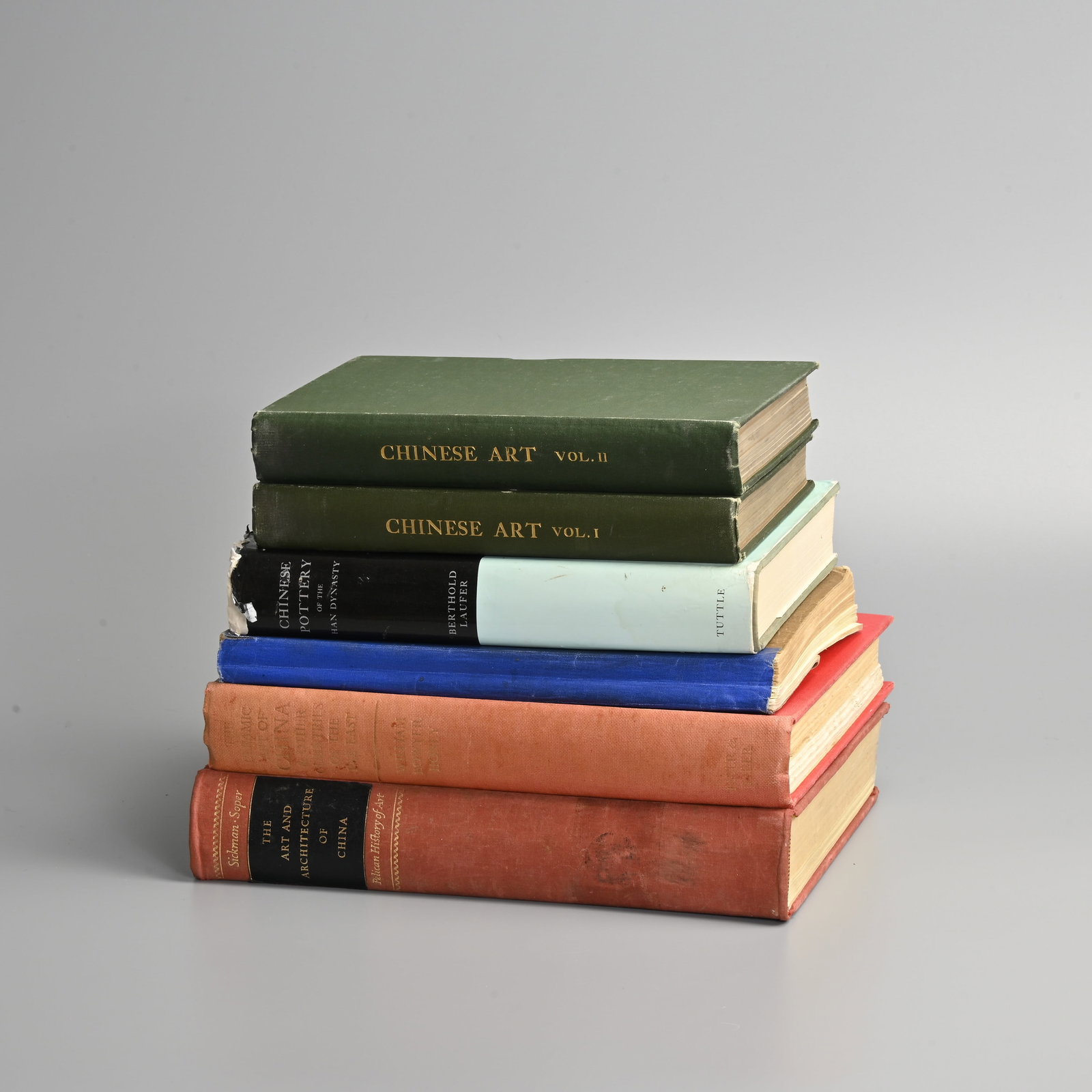VARIOUS VOLUMES ON CHINESE CERAMICS, FURNITURE, ART & ARCHITECTURE (6).: VARIOUS VOLUMES ON CHINESE CERAMICS, FURNITURE, ART & ARCHITECTURE (6). Comprising: W.B. Honey, Chinese Porcelain, K'ANG HSI, YUNG CHENG & CH'IEN LUNG of the Victoria & Albert Museum, London, 1927; S.
