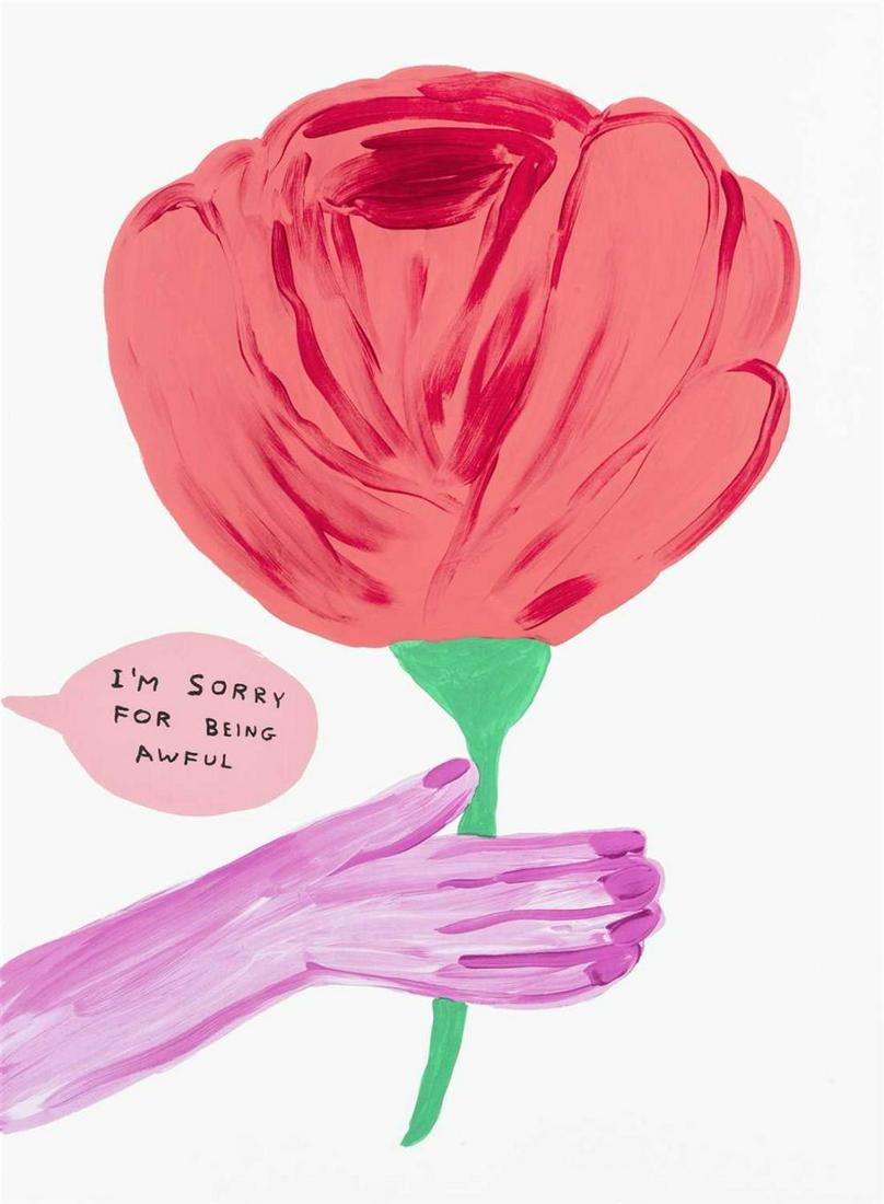 David Shrigley (British b.1968), 'I'm Sorry For Being: David Shrigley (British b.1968), 'I'm Sorry For Being Awful', 2018, screen print in colours on 410gsm Somerset Tub Sized paper, signed, dated and numbered from an edition of 125 in pencil, published b