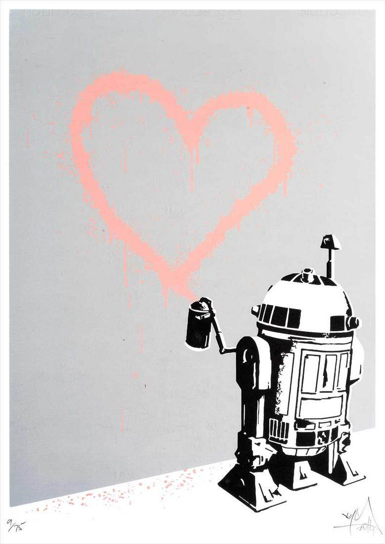 Ryan Callanan aka RYCA (British b.1981), 'R2Heart2',: Ryan Callanan aka RYCA (British b.1981 ), ' R2Heart2 ', 2014, screen print in colours on Fabriano paper, signed, dated and numbered from an edition of 75 in pencil; sheet: 71 x 50cm ARR