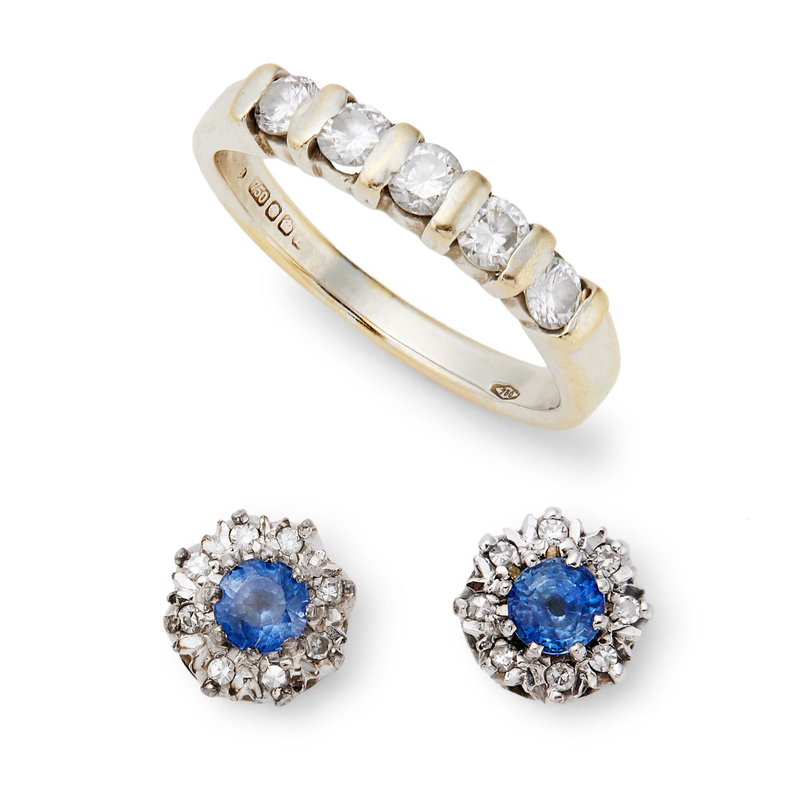 An 18ct white gold diamond five-stone ring. (1 of 1)