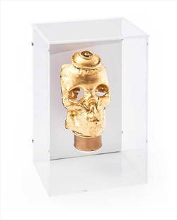 Beejoir (British b.1979), 'Gold Skull', 2008: Beejoir (British b.1979), 'Gold Skull', 2008, crushed aluminium spray can skull with applied gold leaf, bearing art work details to Leonard Street Gallery label verso, numbered from an edition of 25;