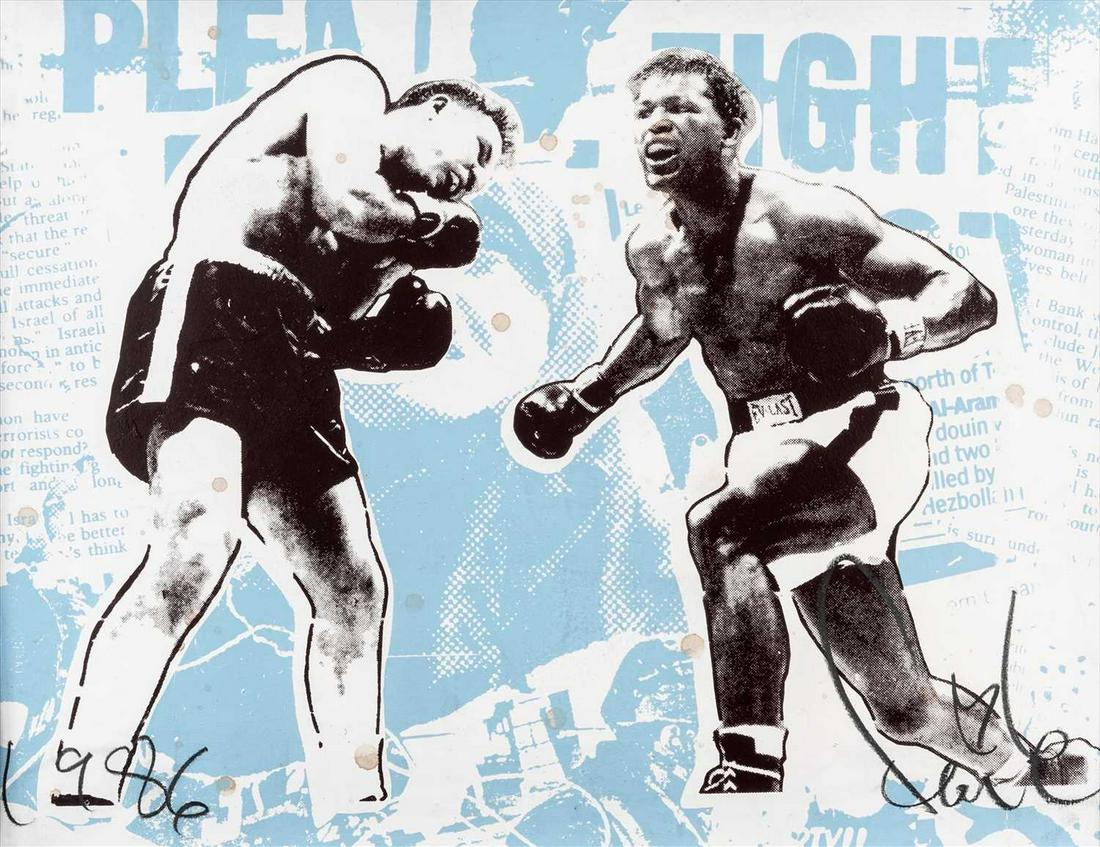 Faile (Collaboration), 'Fight Vanity', 2008: Faile (Collaboration), 'Fight Vanity', 2008, acrylic and silkscreen ink on Archival 100LB paper, signed and inscribed in pencil front, numbered from an edition of 160 verso, published by Paper Monster