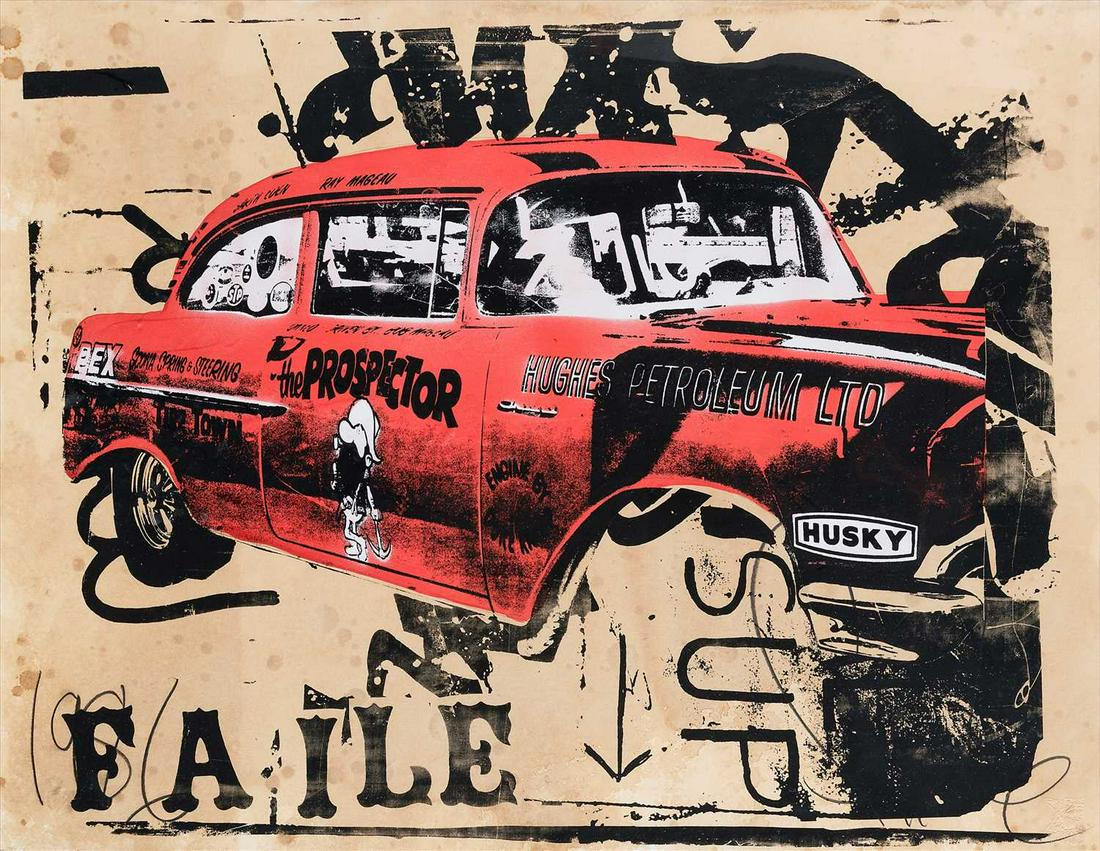 Faile (Collaboration), 'Prospector', 2007: Faile (Collaboration), 'Prospector', 2007, acrylic, silkscreen and spray paint on Lenox 100 paper, signed in pencil front, dated and numbered from a varied edition of 15 verso; sheet: 64 x 82cm