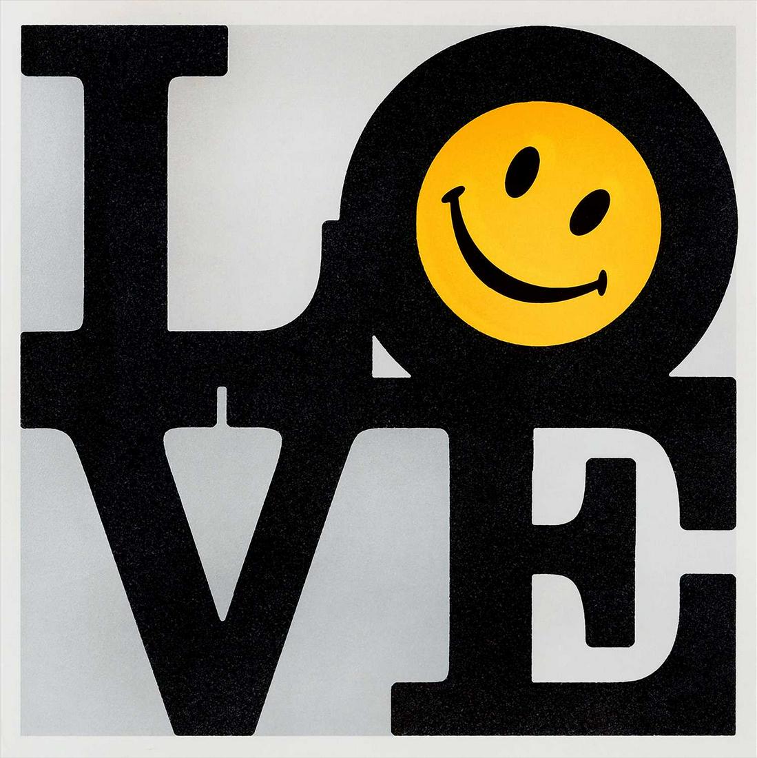 Ryan Callanan aka RYCA (British 1981-), 'Love And: Ryan Callanan aka RYCA (British 1981-), 'Love And Happiness (Silver)', 2015, screen print in colours with diamond dust on wove paper, signed, dated and inscribed AP in pencil, outside of the main edit