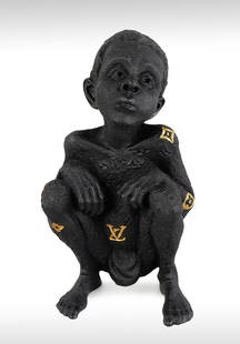 Beejoir (British 1979-), 'LV Child (Bronze)', 2008: Beejoir (British 1979-), ' LV Child (Bronze)', 2008, bronze sculpture with applied gold leaf, numbered from an edition of 5; 40 x 21 x 20cm ARR