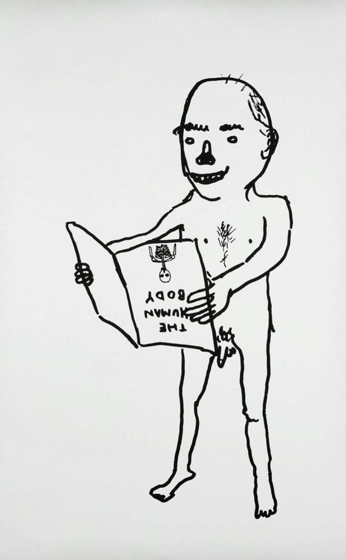 David Shrigley (British 1968-), 'The Human Body', 1999: David Shrigley (British 1968-), 'The Human Body', 1999, screen print on 270gsm white mouldmade paper, signed and numbered from an edition of 150 verso, published by Bookworks, sheet: 127 x 82cm ARR