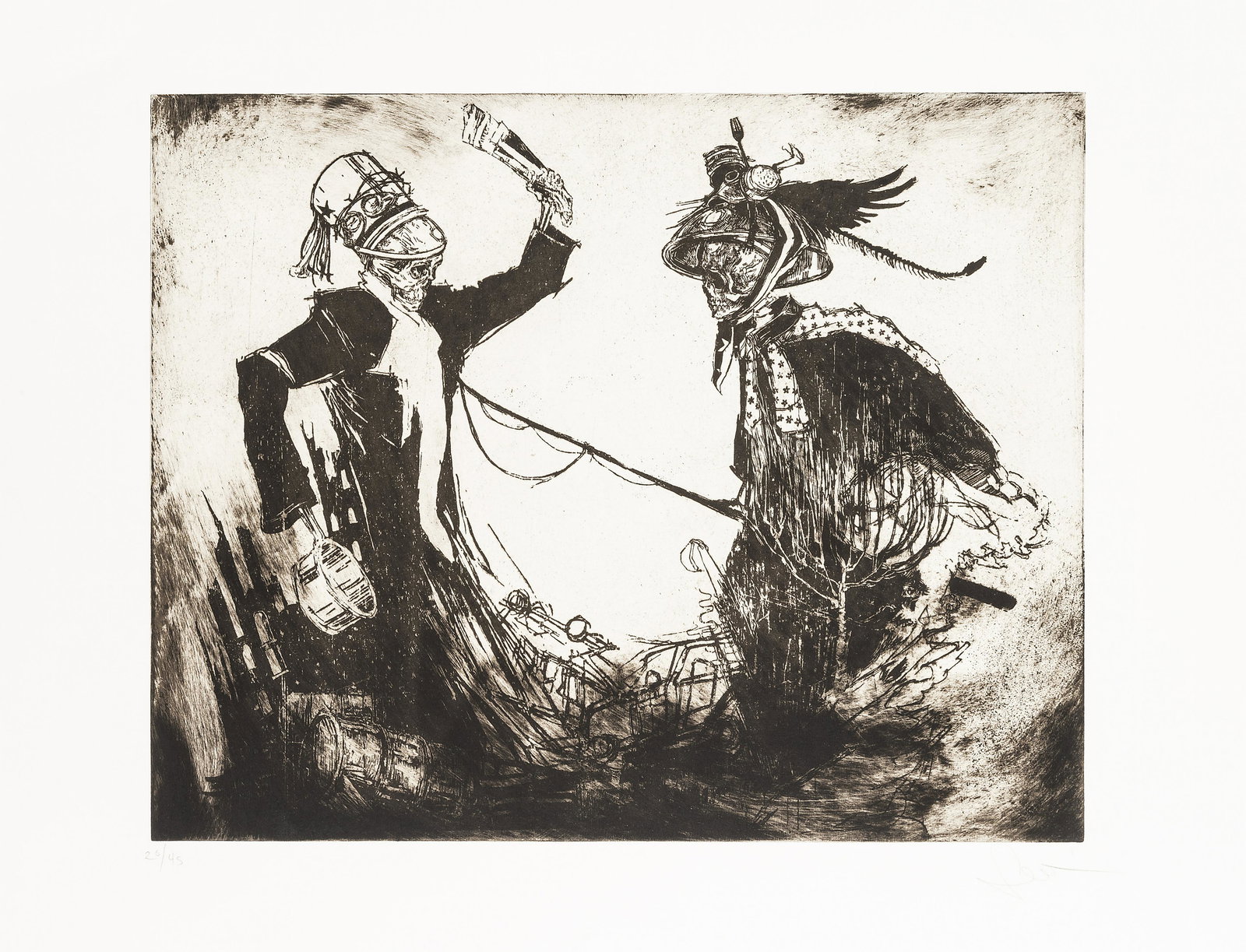 Swoon (American 1978-), 'Mortimer & Jenkins', 2012: Swoon (American 1978-), 'Mortimer & Jenkins', 2012, etching on archival Hahnemuhle paper, signed and numbered from an edition of 45 in pencil, sheet: 53.5 x 70cm