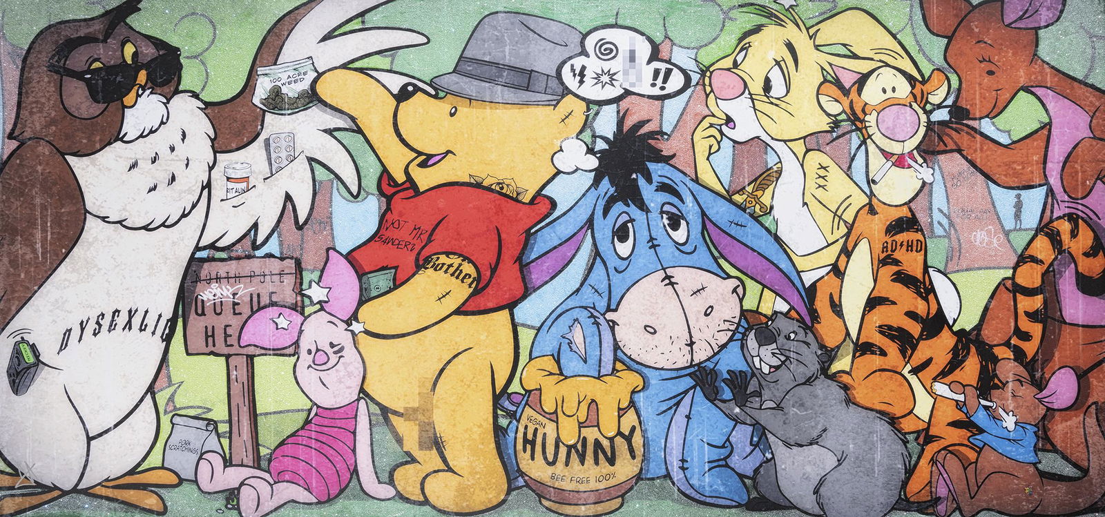 JJ Adams (British 1978-), '100 Acre Weed', 2019: JJ Adams (British 1978-), '100 Acre Weed', 2019, original, unique mixed media on board, edition 1/1, signed, titled, and dated in black marker to the frame verso; 165 x 84cm inc frame ARR