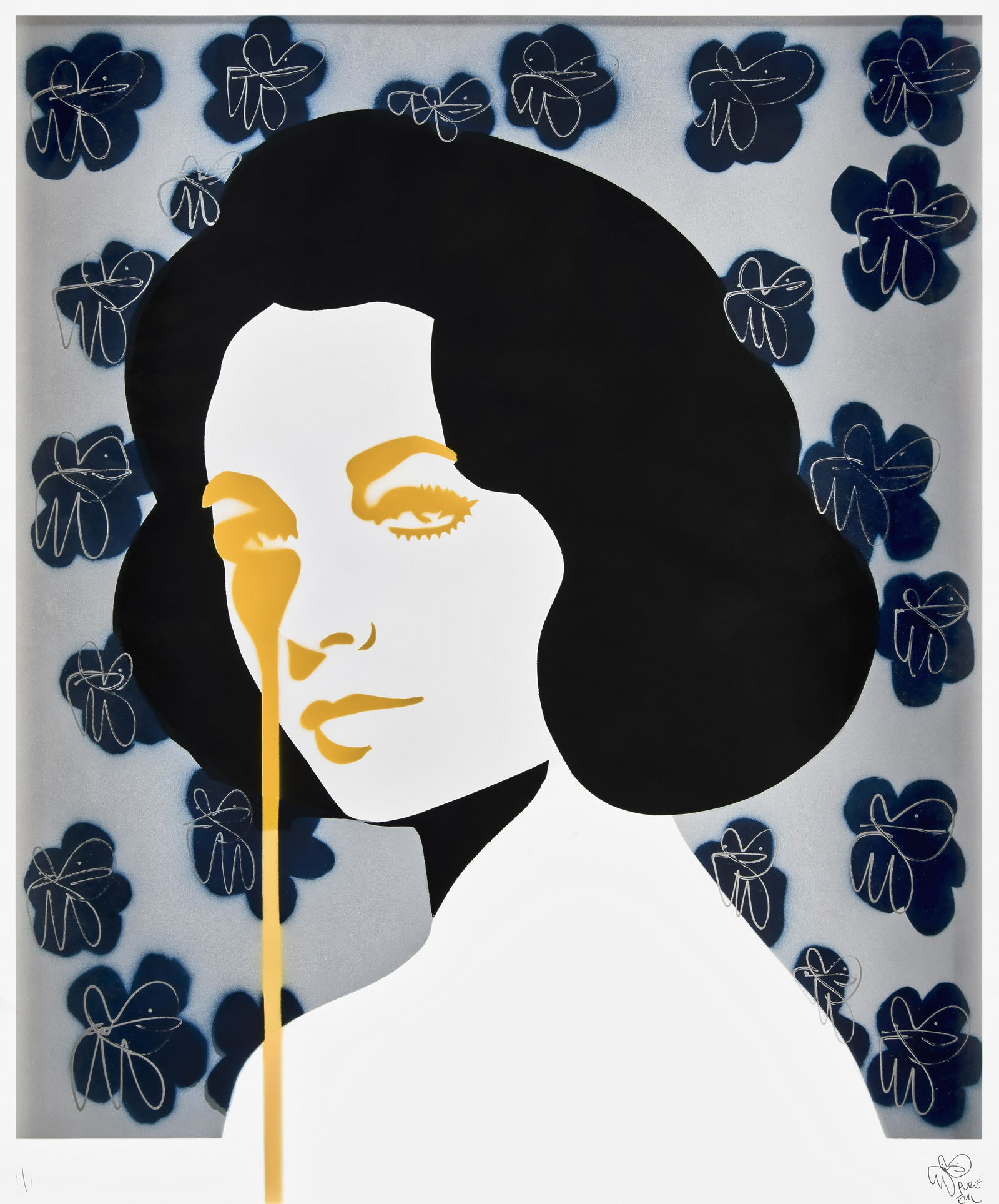 Pure Evil (British 1968-), 'Eddie Fishers Nightmare',: Pure Evil (British 1968-), 'Eddie Fishers Nightmare', 2014, unique hand-embellished screenprint in colors on 330gsm Fedrigoni Paper, signed and numbered 1/1 in pencil; sheet: 85 x 70cm (Framed) ARR