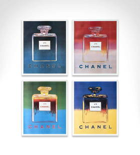 Andy Warhol (American 1928-1987), 'Chanel No.5', 1997: Andy Warhol (American 1928-1987), 'Chanel No.5', 1997, a complete set of four offset lithographs on linen backs; sheets: 71.5 x 56.5cm each (4)