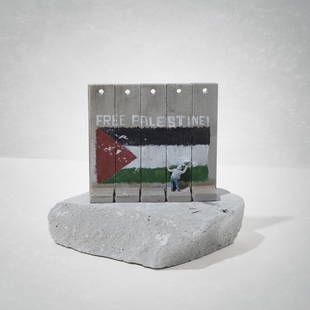 Banksy (British 1974-), 'Walled Off Hotel - Free: Banksy (British 1974-), 'Walled Off Hotel - Free Palestine', five-part Souvenir Wall Section, hand-painted resin sculpture with West Bank Separation Wall base; 11.5cm tall inc base ARR