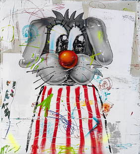 Barry Reigate (British 1971-), 'Untitled (Mr Dog)',: Barry Reigate (British 1971-), 'Untitled (Mr Dog)', 2020, unique mixed media on canvas, signed, titled and dated to the canvas verso; canvas: 100 x 90cm ARR