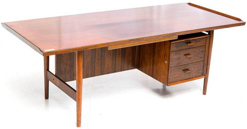 Large Danish mid-century teak 3-drawer partners desk