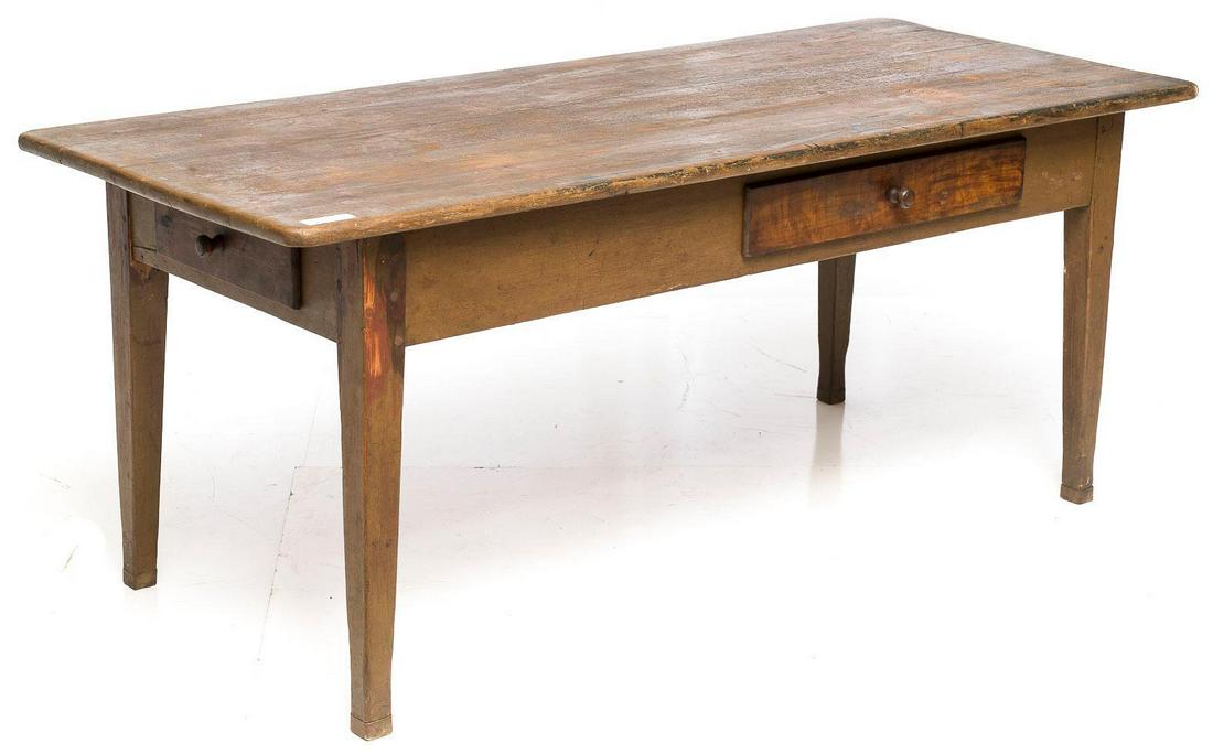 Primitive 2-drawer carpenters work bench: 31.5" tall x 75" long x 32" wide