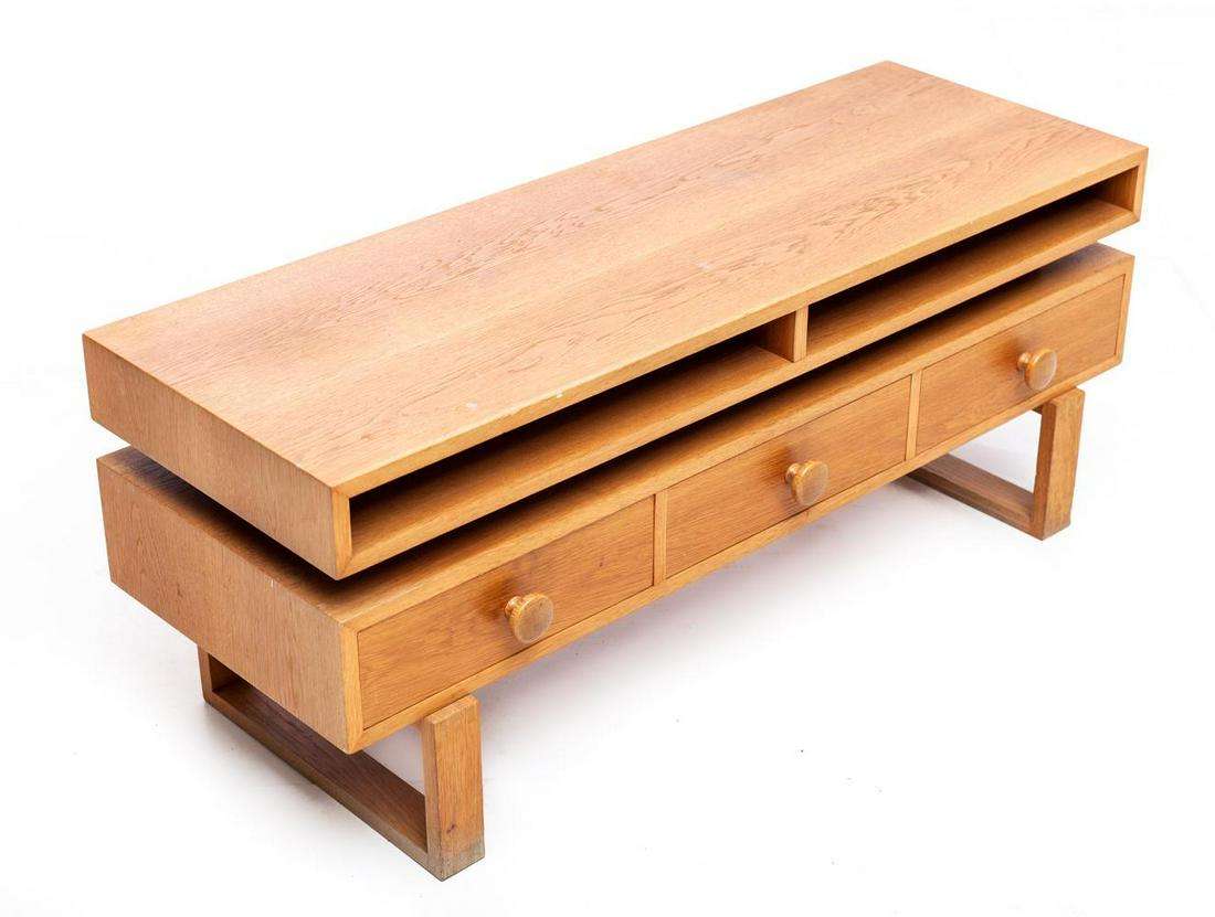 Mid Century teak console table: 18" tall x 44" wide x 15" deep