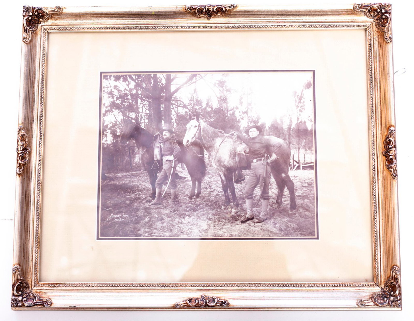 Framed cavalry photograph, 12.5" tall x 15.5" wide: 12.5' tall x 15.5' wide