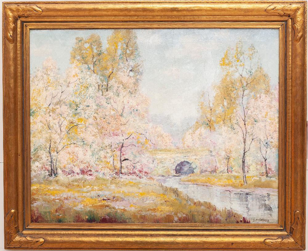 Ernest Fredericks, Impressionist Landscape, oil/canvas: 28' tall x 34' wide