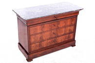 Louis Phillips-style marble-top mahogany 4-drawer