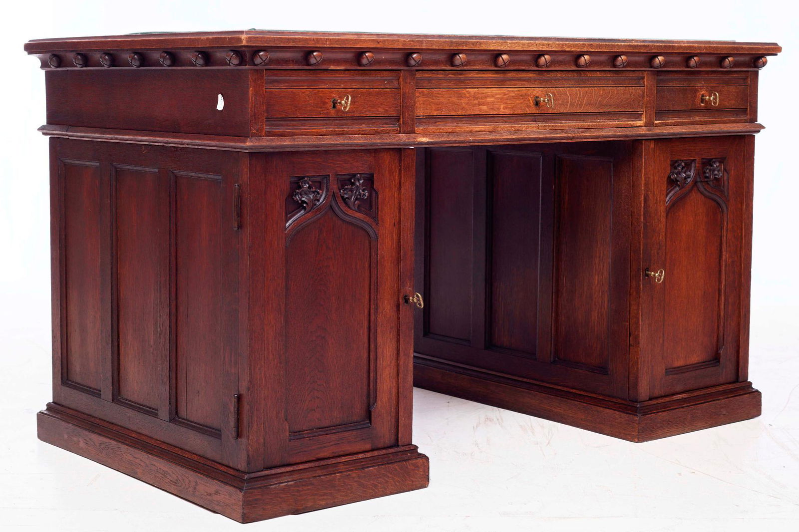Henri II-style carved oak desk (1 of 4)